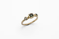 Three point ring - 14k gold with green and pale blue sapphires - Ready to Ship