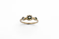 Three point ring - 14k gold with green and pale blue sapphires - Ready to Ship