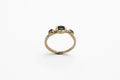 Three point ring - 14k gold with green and pale blue sapphires - Ready to Ship