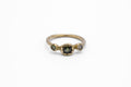 Three point ring - 14k gold with green and pale blue sapphires - Ready to Ship
