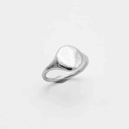 Round Plain signet ring - Silver