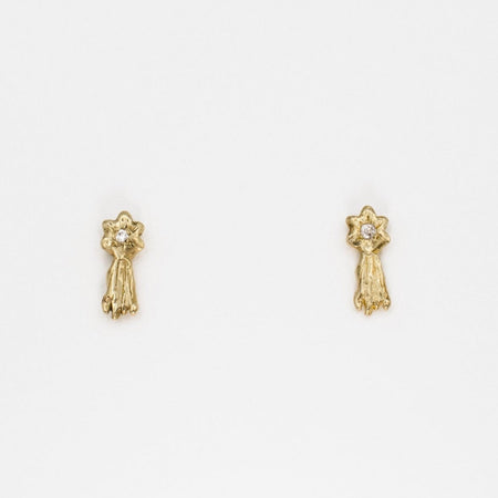 Shooting Star Studs - Gold with diamonds