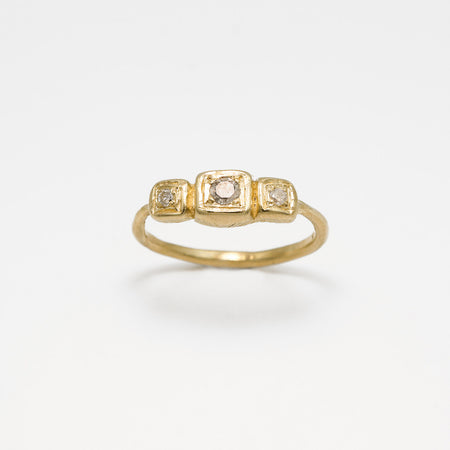 Path Ring - 10k gold with salt & pepper diamonds - Ready to ship