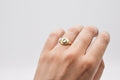 Dais ring - 14k gold with white rose cut diamond
