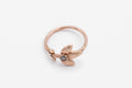Petite Flower Stem ring - 10k Rose gold with diamond - READY TO SHIP