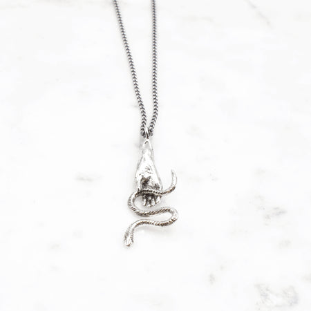 Hand & Snake necklace - silver
