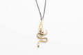 Hand & Snake necklace - brass on silver