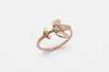 Petite Flower Stem ring - 10k Rose gold with diamond - READY TO SHIP