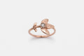 Petite Flower Stem ring - 10k Rose gold with diamond - READY TO SHIP