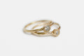 Hex ring - 14k gold with salt & pepper diamond
