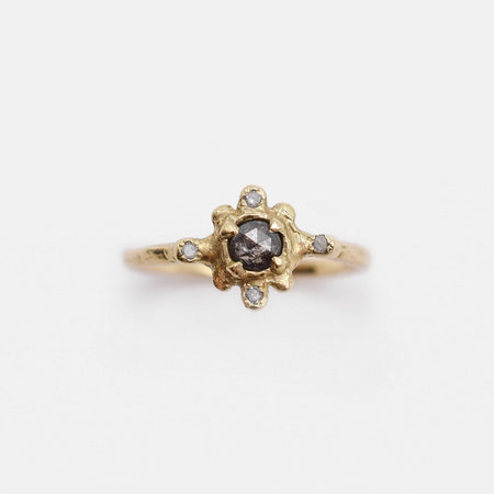 Circe ring - gold with dark salt & pepper diamond