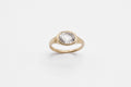 Oval signet ring - 9k gold with rutilated quartz