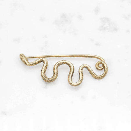 Snake Safety Pin - Brass