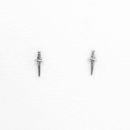 Dagger stud earrings - silver