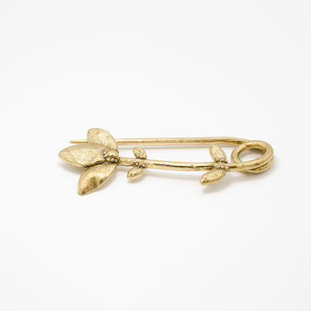 Flower Stem Safety Pin - Brass