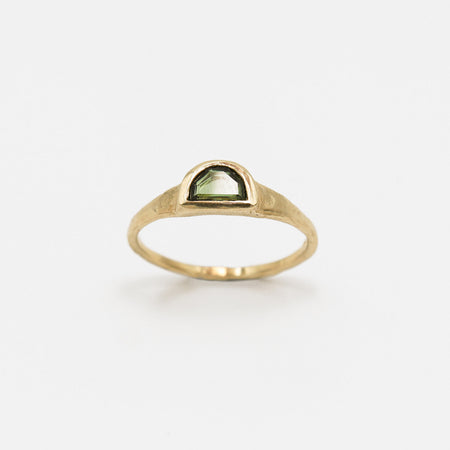 Sunup Signet Ring - 14k gold with green sapphire - Ready to ship