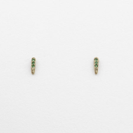 Thorn Studs - Gold with green sapphires