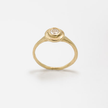 Laude Ring - 14k gold with round salt & pepper diamond - Ready to Ship
