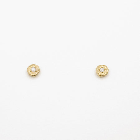 Hex Studs - 14k Gold with Diamonds