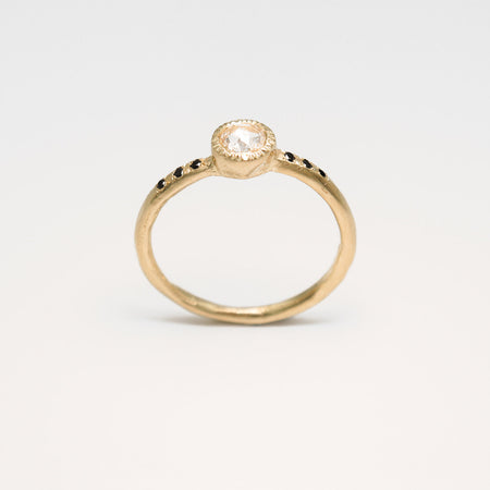 Petra Ring - 14k gold with white rosecut diamond - Ready to Ship