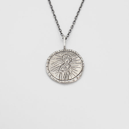 Saint Jude medallion necklace - silver