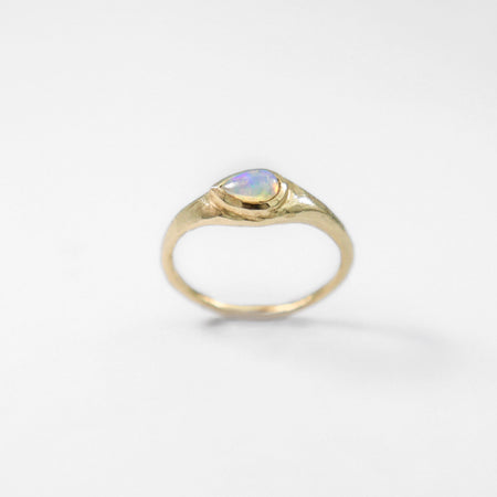 Teardrop Opal Signet Ring - 9k gold