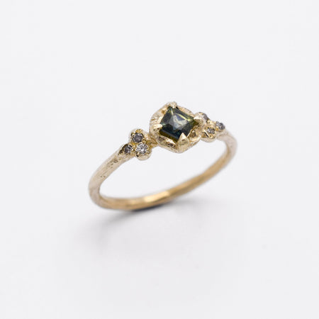 Haven ring - 9k gold with sapphire & diamonds - Ready to ship