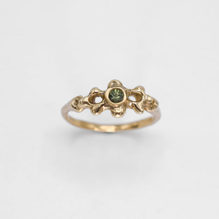 Lace ring - 14k gold with green sapphire - READY TO SHIP