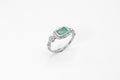 Ore ring - silver with emerald - READY TO SHIP