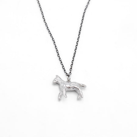 Tiny horse necklace - silver