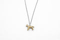 Tiny horse necklace - brass on silver