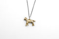 Tiny horse necklace - brass on silver