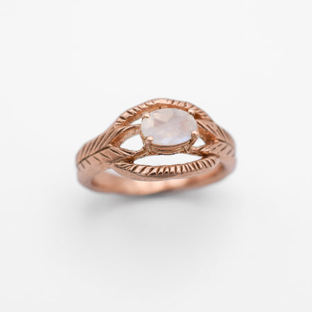 Moonstone deco ring - 10k rose gold - Ready to ship