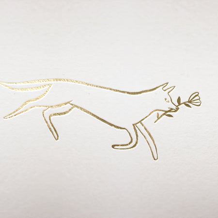 Golden Dog with Flower - Letterpress Print