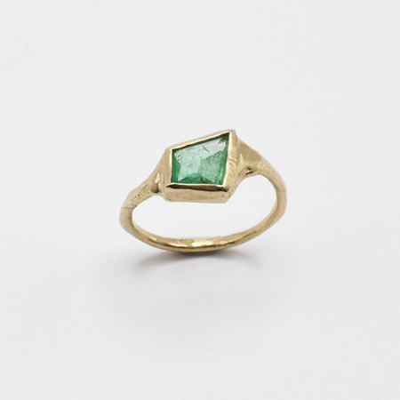 Geometric Emerald Signet Ring #3 - 10k gold