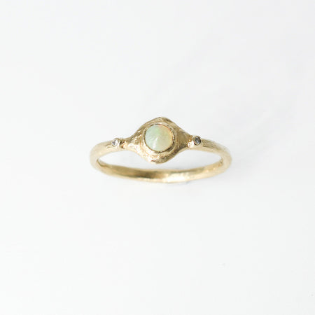 Vita ring - 10k gold with opal and diamonds - READY TO SHIP