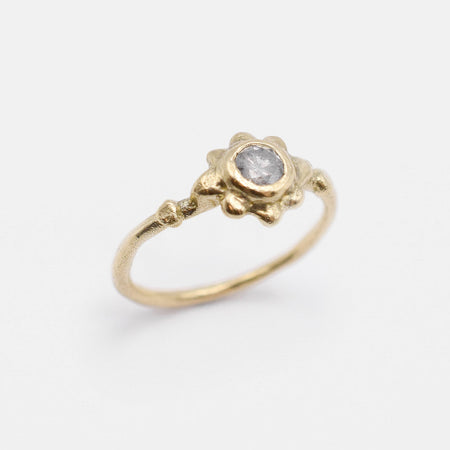 Sol ring - Gold with salt & pepper diamond