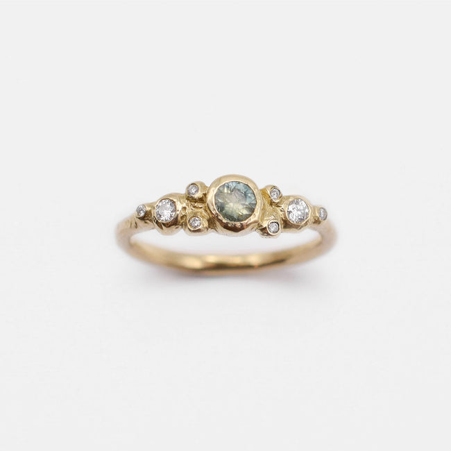 Hana ring - 14k gold with bicolour sapphire and white diamonds