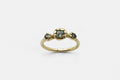 Three point ring - 14k gold with green sapphires - Ready to ship