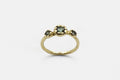 Three point ring - 14k gold with green sapphires