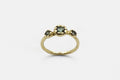 Three point ring - 14k gold with green sapphires - Ready to ship