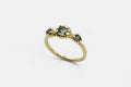 Three point ring - 14k gold with green sapphires - Ready to ship