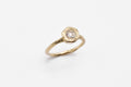 Large Hex Ring - 10k Yellow Gold and White Diamond - READY TO SHIP