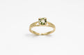 Wheat Solitaire ring - 14k gold with green sapphire - Ready to Ship