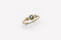 Bower Ring - 10k gold with Teal Sapphire & Diamonds - Ready to ship