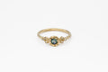 Bower Ring - 10k gold with Teal Sapphire & Diamonds - Ready to ship