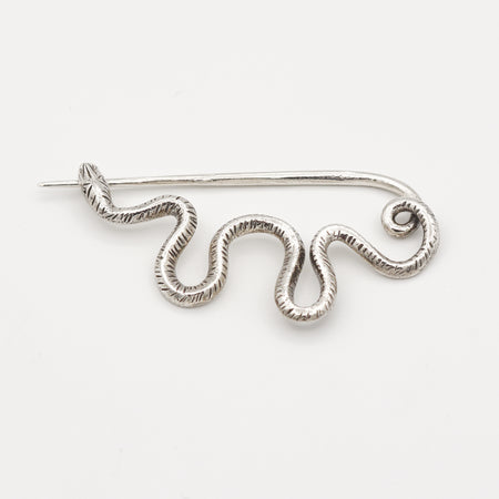 Snake Safety Pin - Silver