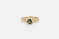 Wheat Solitaire ring - 14k gold with green sapphire - Ready to Ship