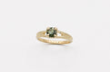 Wheat Solitaire ring - 14k gold with green sapphire - Ready to Ship